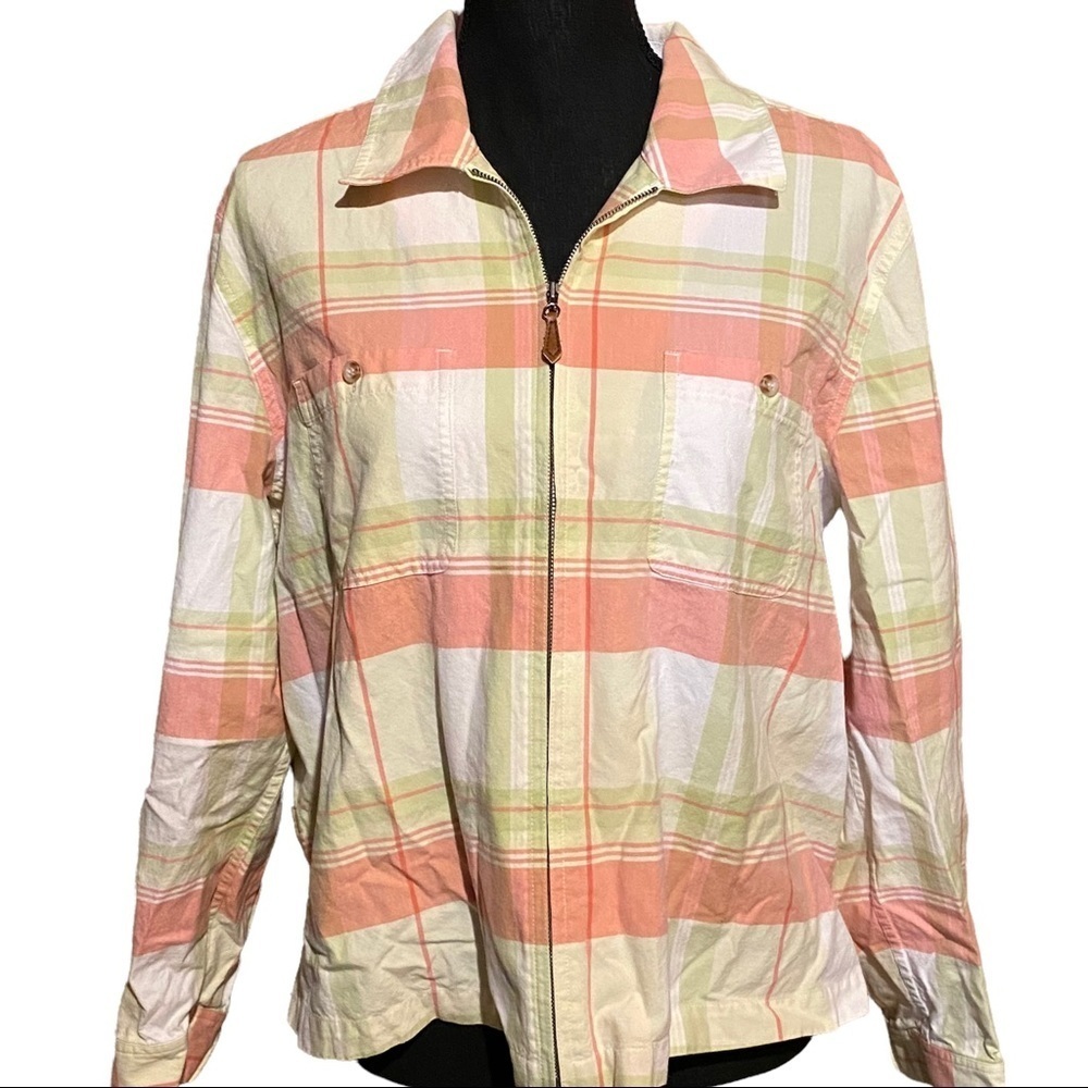 Christopher & Banks Pastel Zip Front Shacket Shirt Top Women's L Large